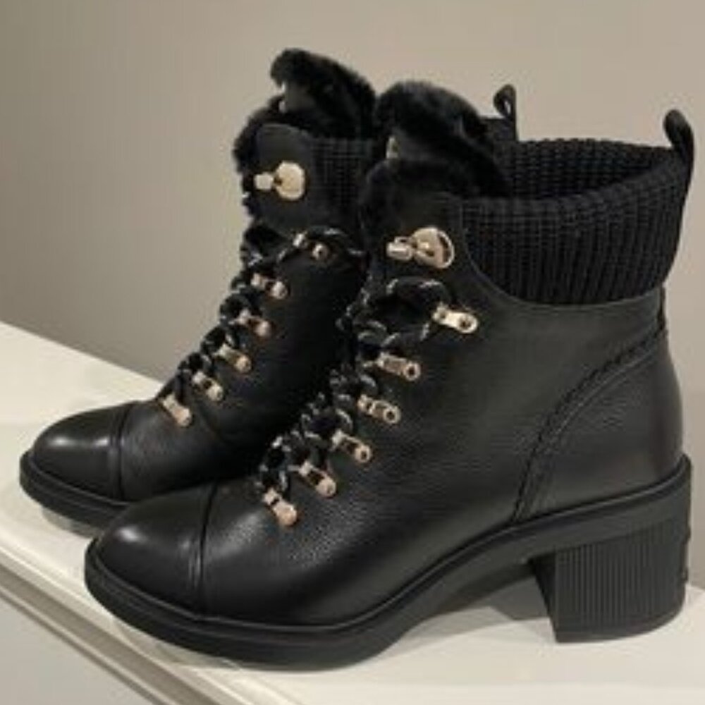 Kate Spade Black Walker Tumbled Leather 7.5 Bootie